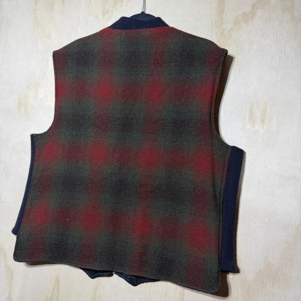 Vintage Polo Sport Ralph Lauren Reversible Vest Wool Plaid Quilted Men's XL